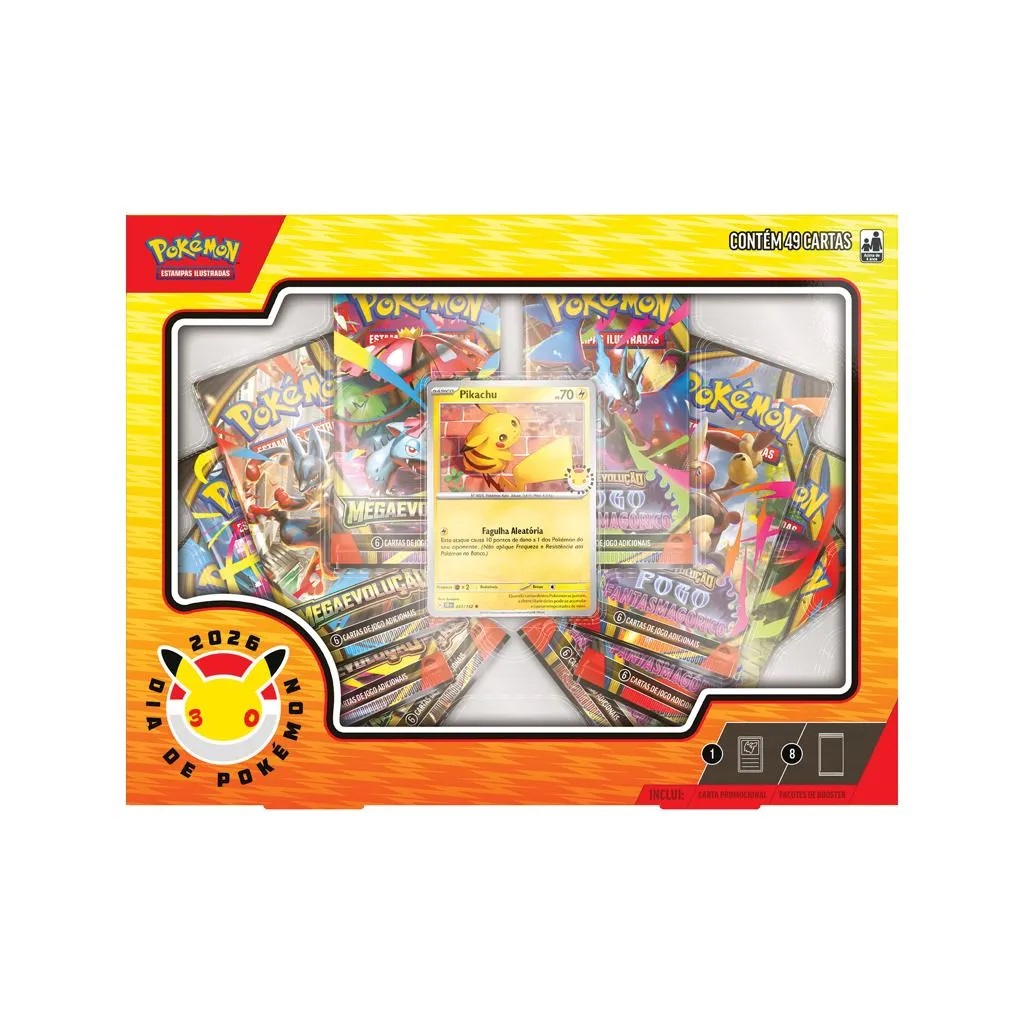 Box Coleção Dia de Pokémon 2026 Pikachu Copag - Cadê Meu Jogo