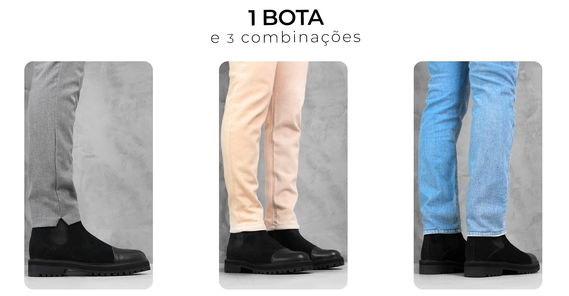 Banner look bota chelsea couro camurça preto