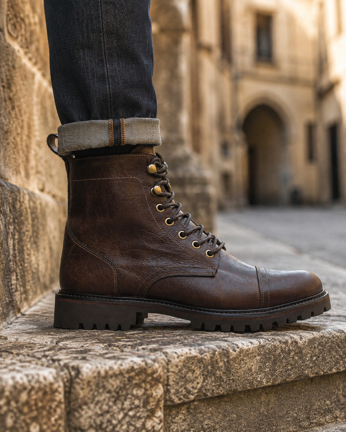 Bota Masculina Bull Walk Couro Marrom Barcelona Design ambientada