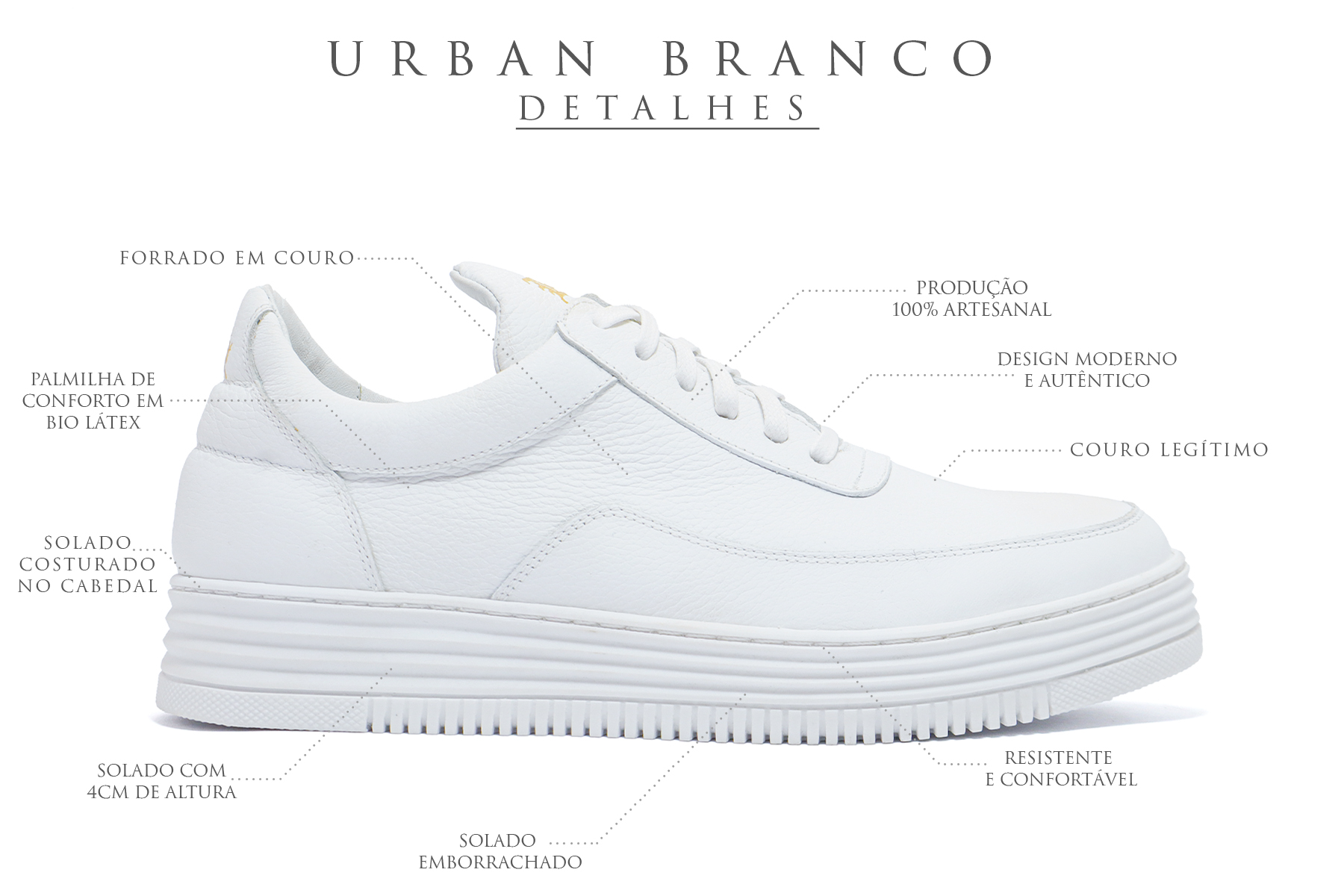 Descricao tenis urban couro branco