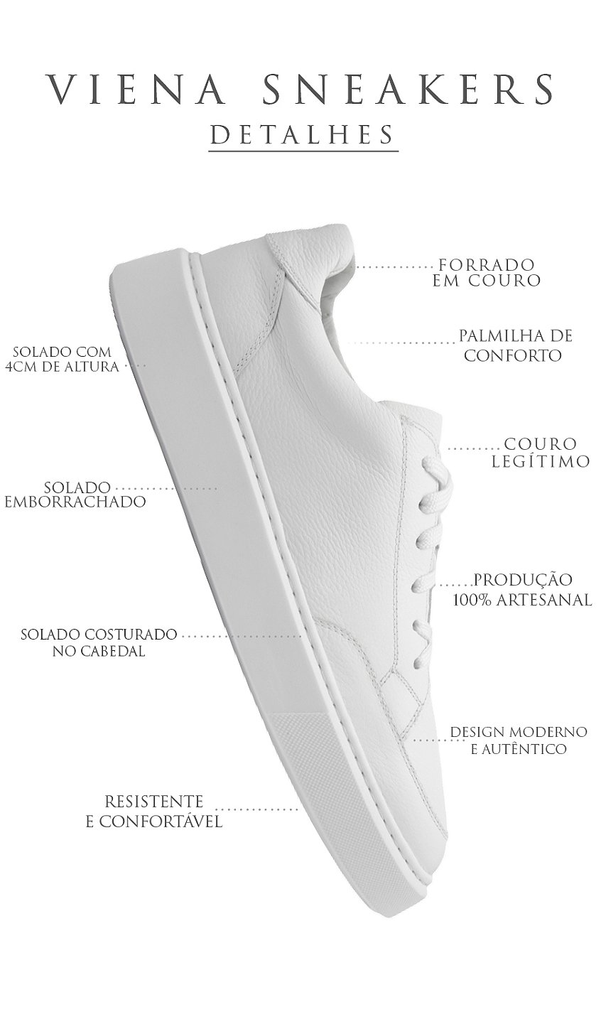 Descricao tenis viena couro branco