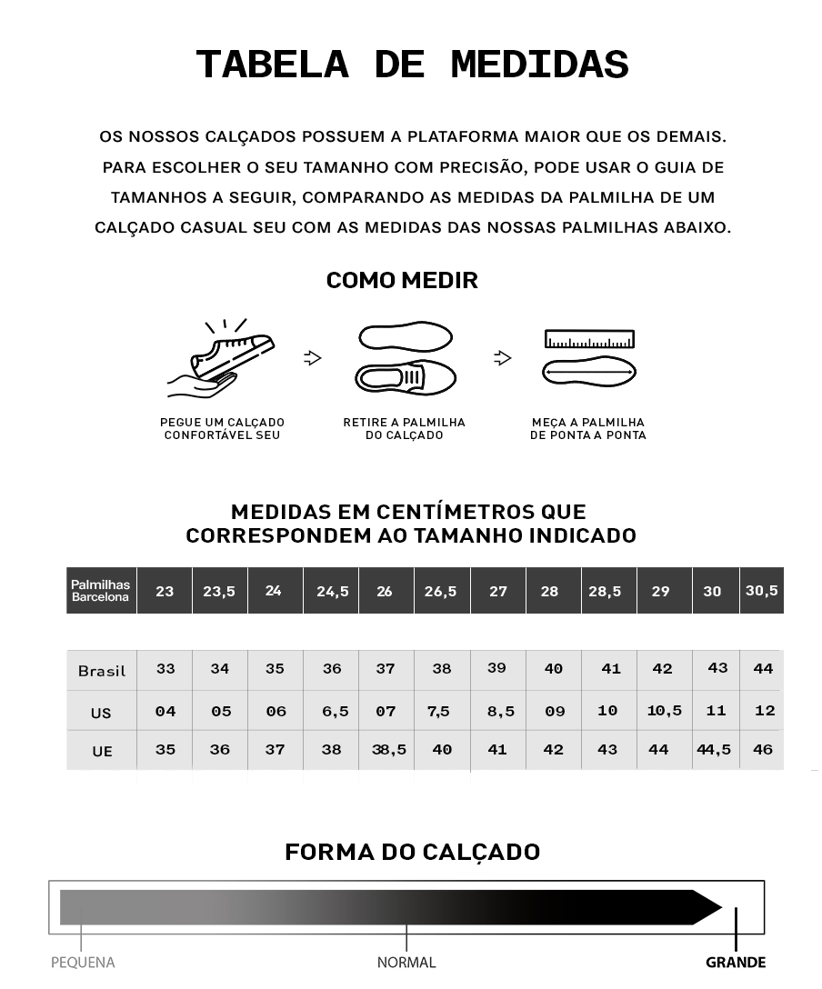 tabela de medidas