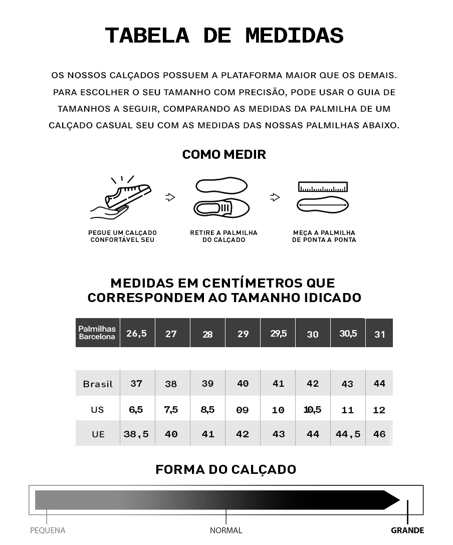 tabela de medidas