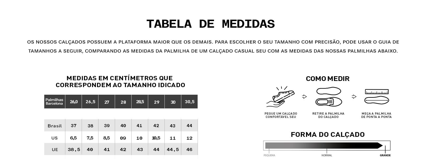 Tabela de medida