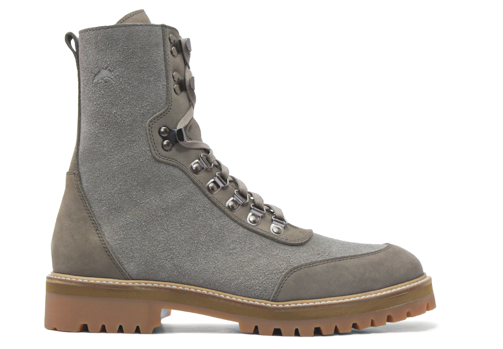 Bota Masculina Cano Alto Couro Cinza Barcelona Design Desert