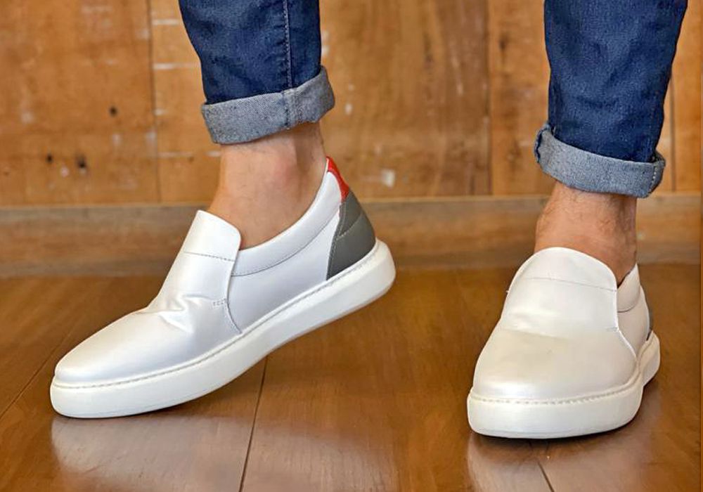 Tênis Iate Masculino Couro Branco/Cinza e Laranja Barcelona Design -  Barcelona Design | Site Oficial ® | Calçados Masculinos