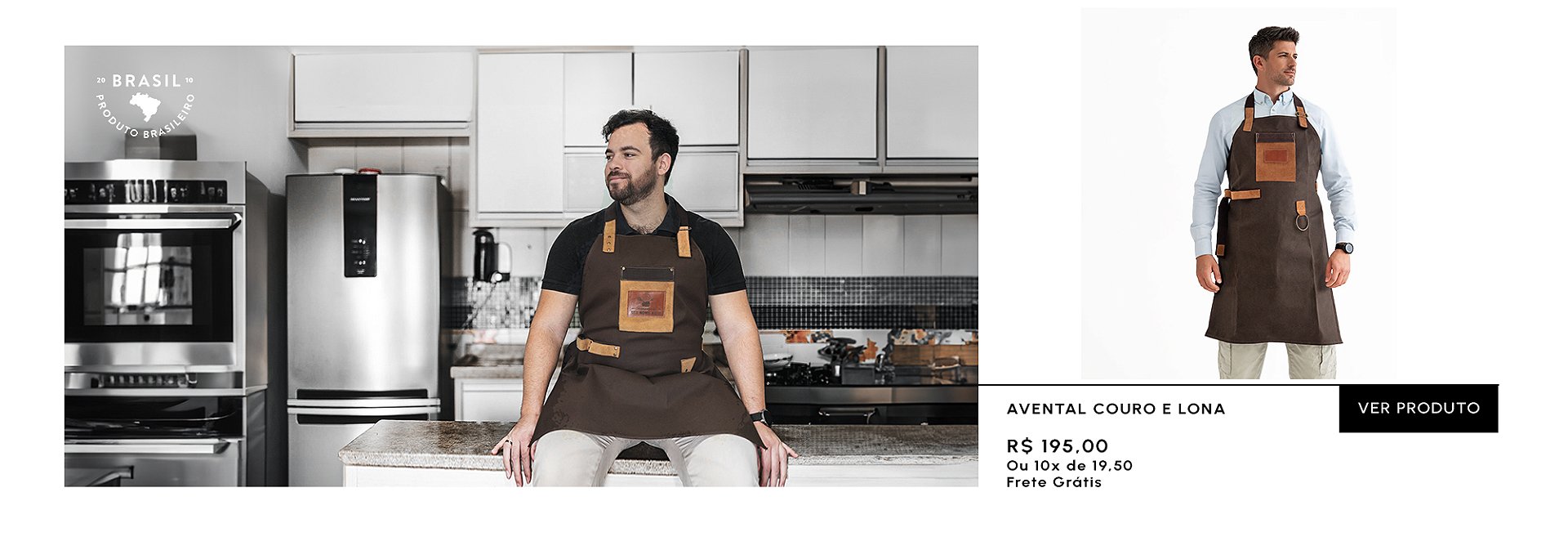 Avental de couro e lona Hylberman