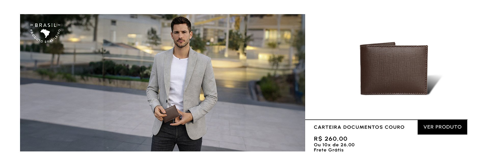 Carteira slim masculina em couro legítimo Hylberman