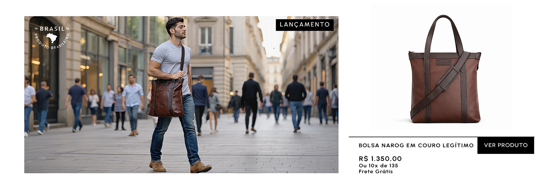 Bolsa shoulder bag Cop em couro legítimo para desktop