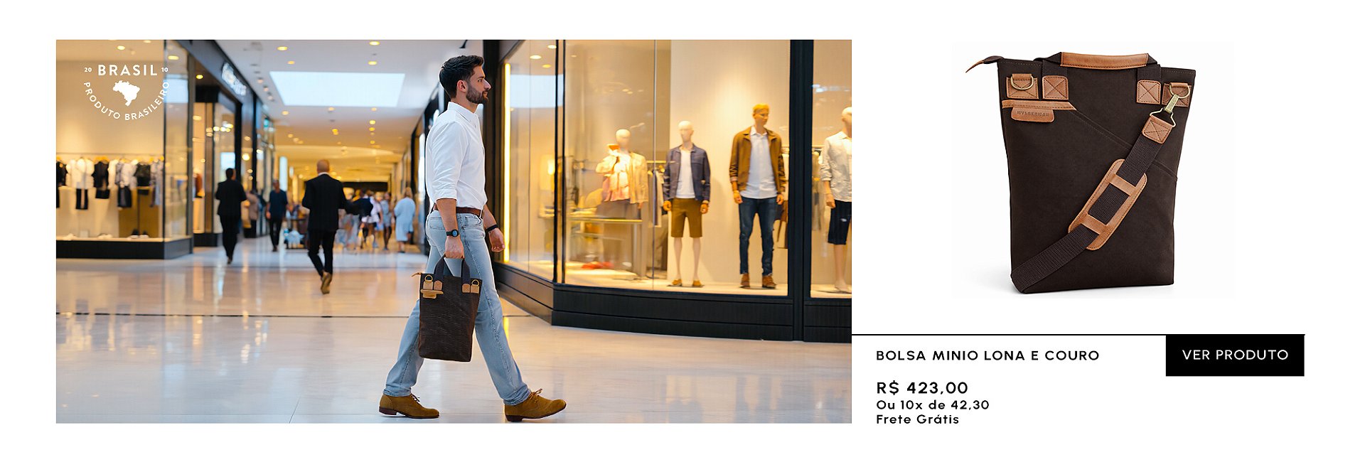 Bolsa shoulder bag Cop em couro legítimo para desktop