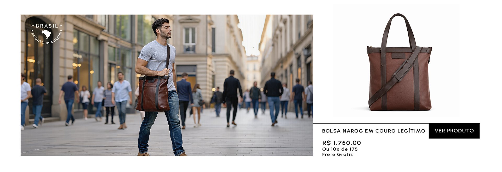 Bolsa shoulder bag Cop em couro legítimo para desktop