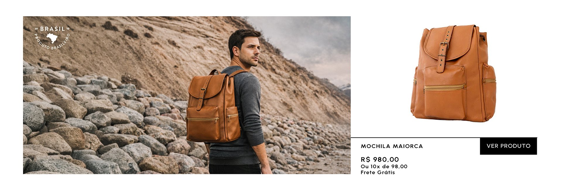 Mochila Maiorca em couro legítimo para desktop