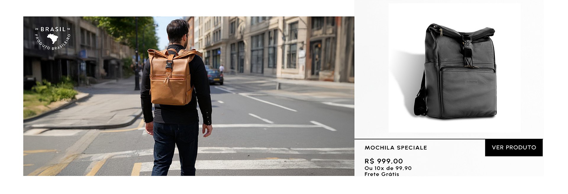 Mochila Speciale em couro legítimo para desktop