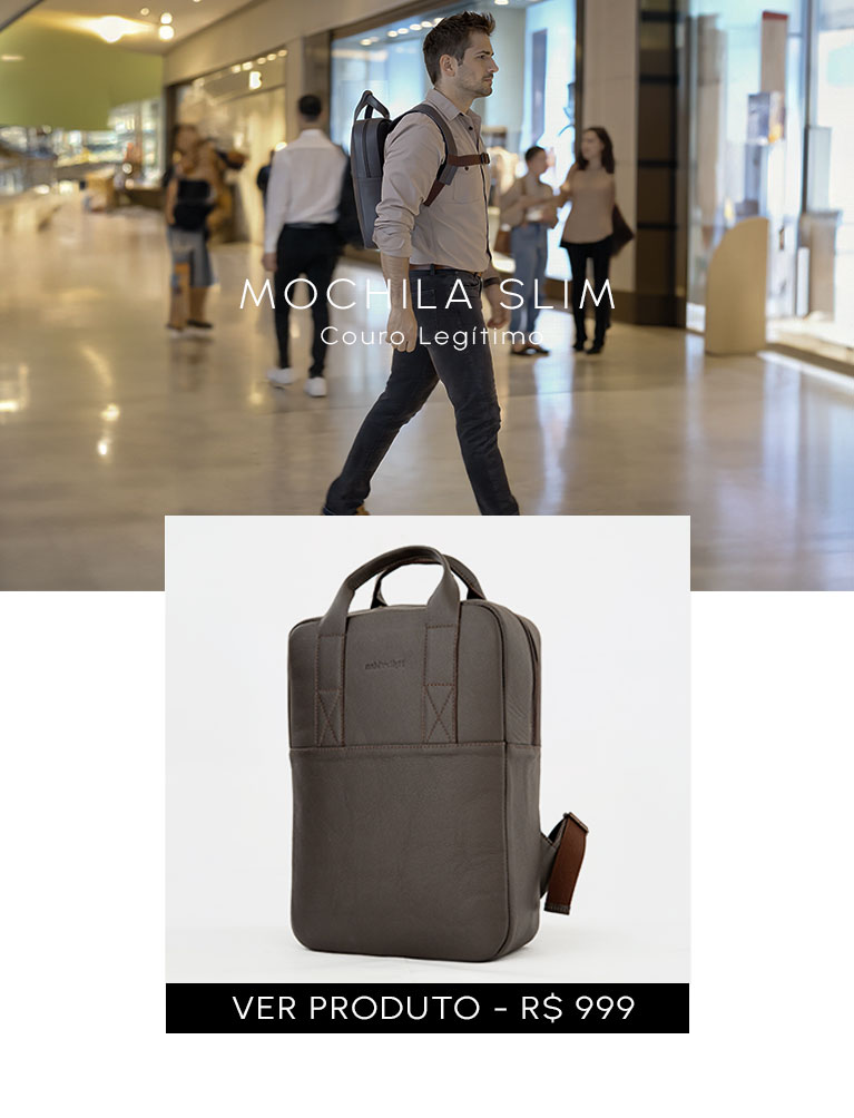 Mochila Executiva Slim em couro legítimo para mobile