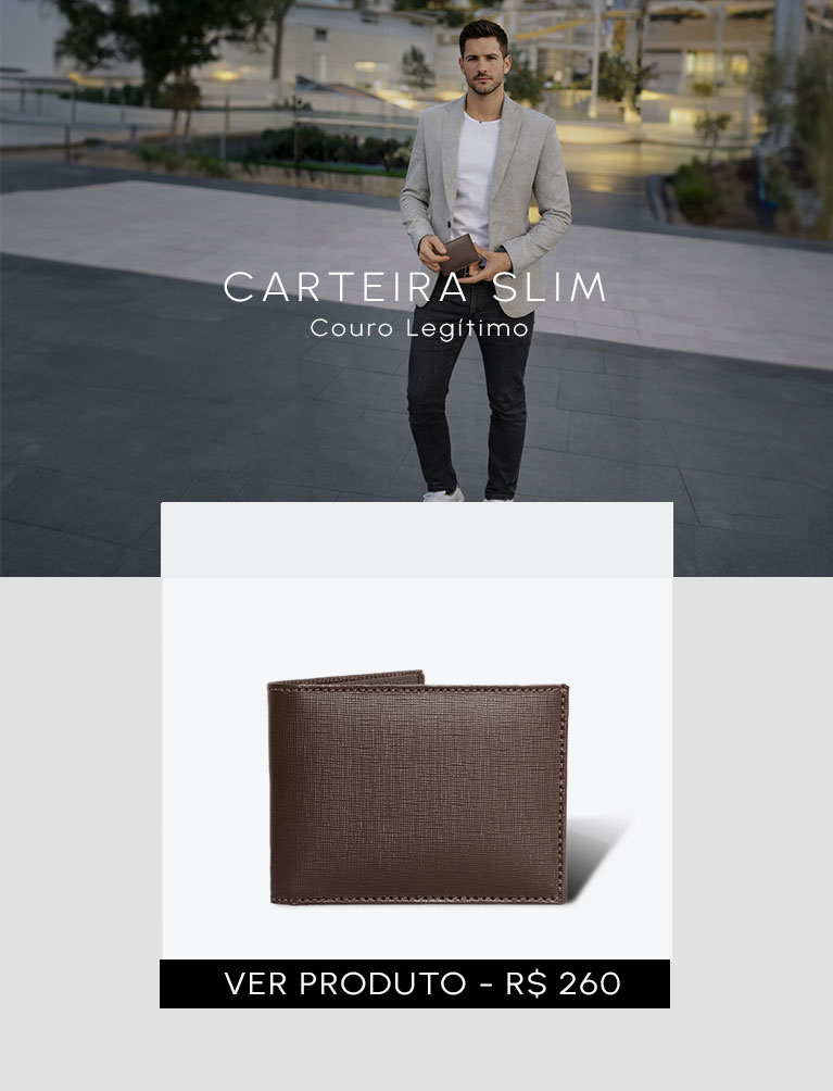 Carteira slim masculina em couro legítimo Hylberman
