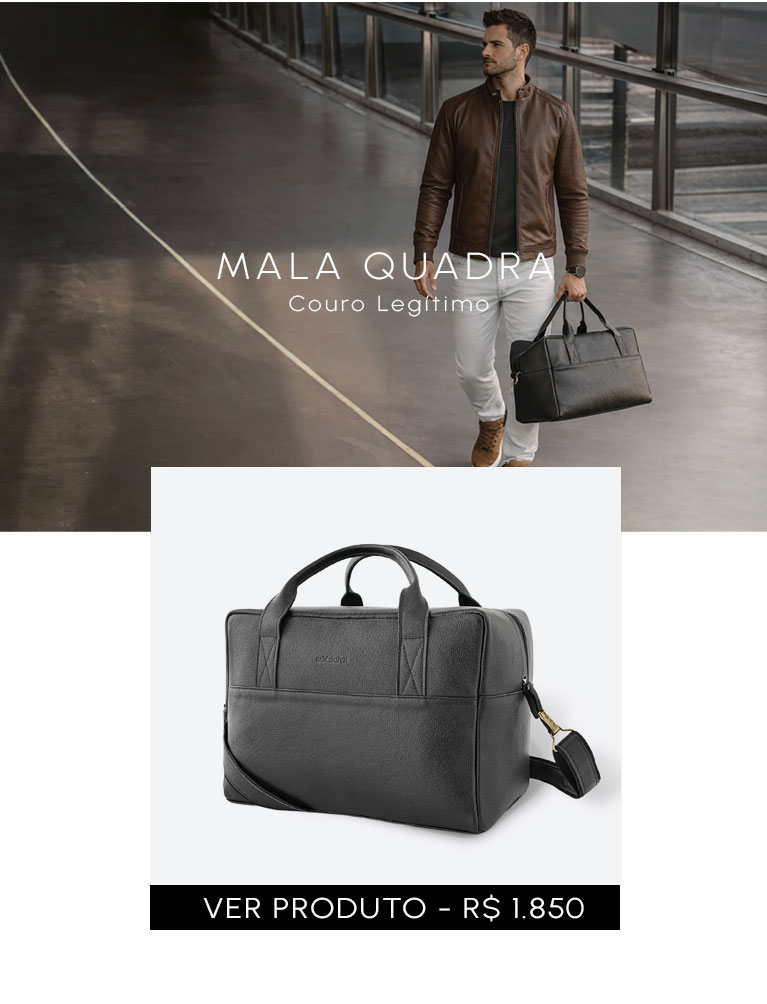 Mala Quadra em couro legítimo para mobile