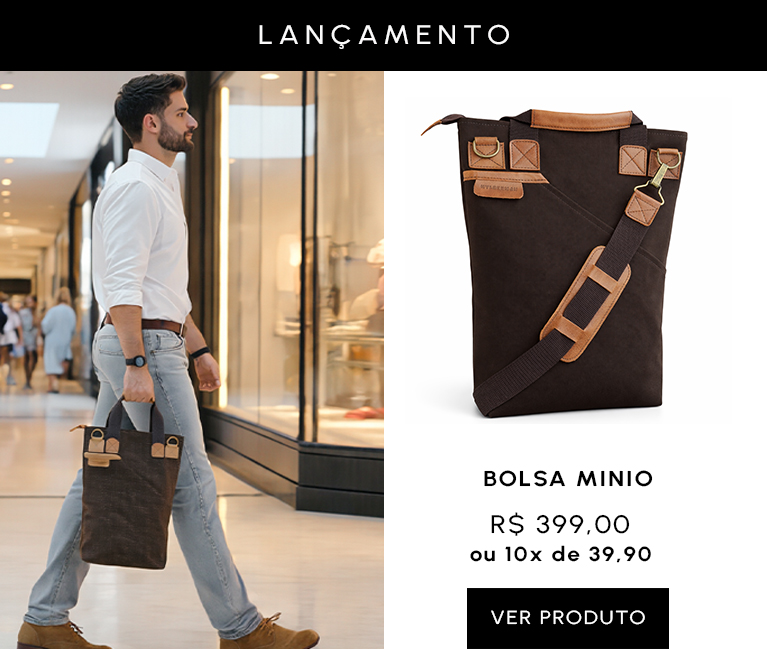 Bolsa Carteiro Minio para notebook em lona premium e couro para mobile