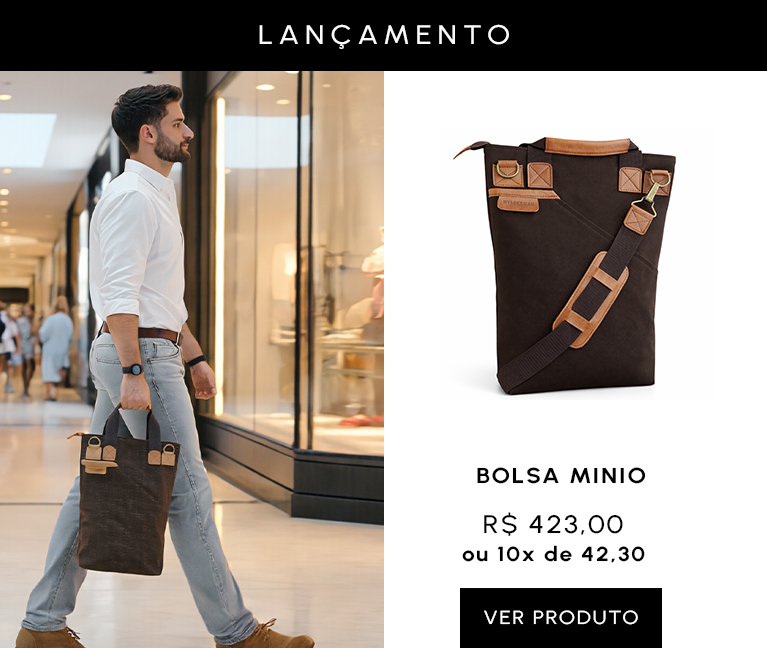 Bolsa Carteiro Minio para notebook em lona premium e couro para mobile