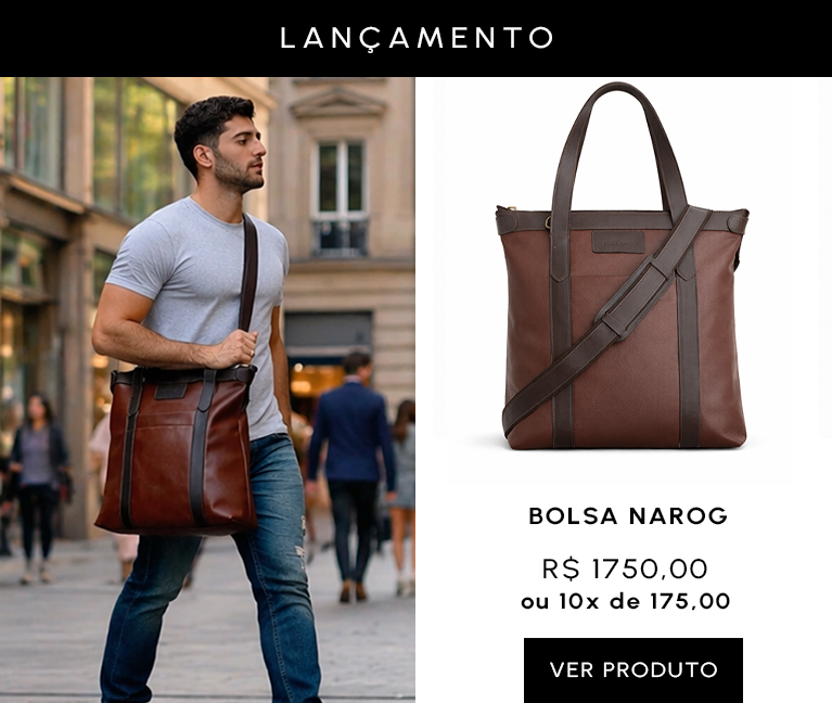 Bolsa Carteiro Tote Narog em couro legítimo porta notebook para mobile