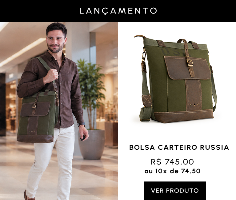 Bolsa Tote Masculina Day em couro legítimo e lona premium para mobile