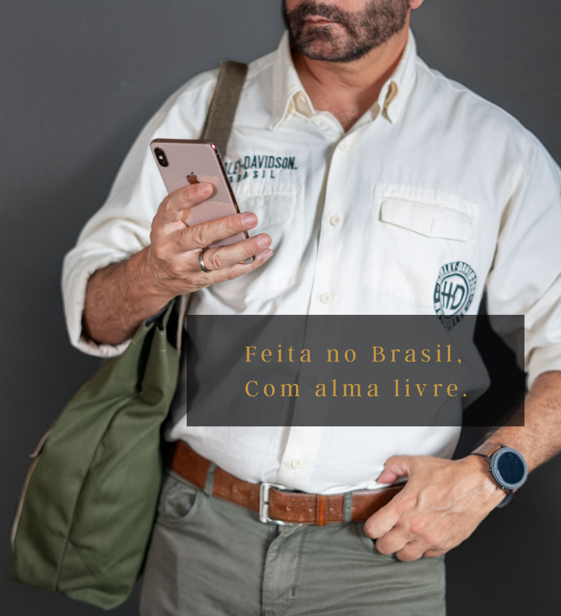 Avental em couro para mobile