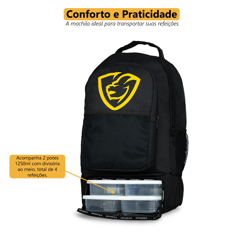 Mochila Térmica Fitness Master Preta detalhes em amarelo - Notebook -  EVERBAGS