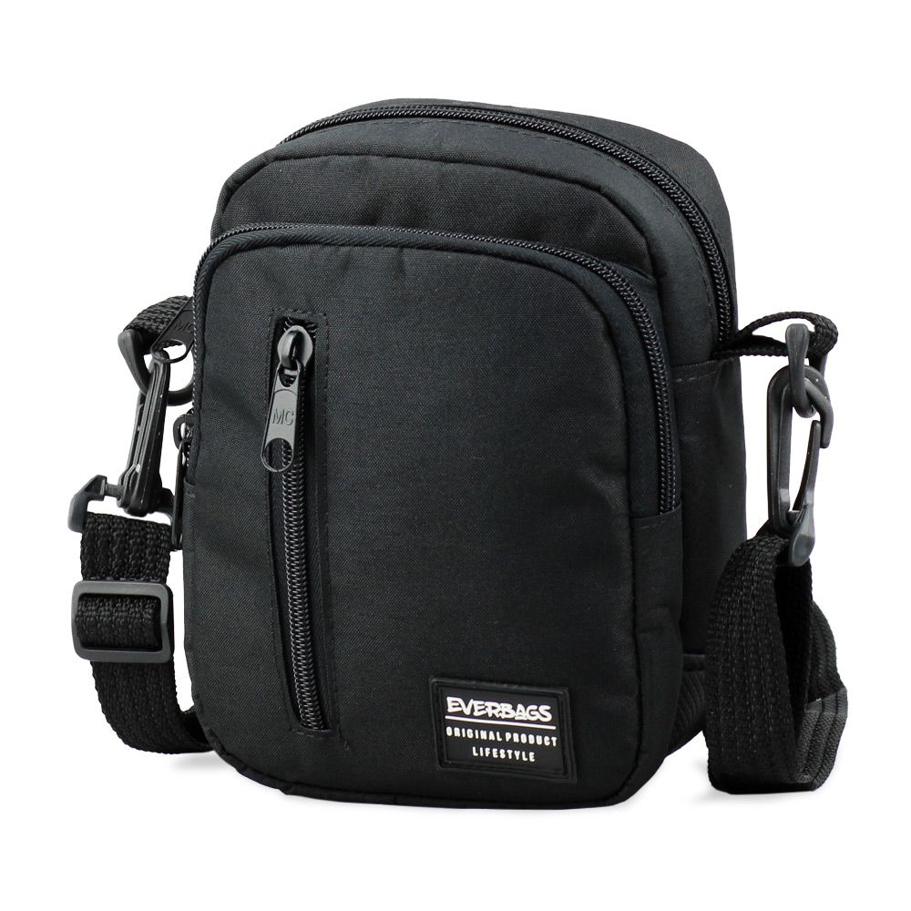Shoulder Bag Black zíper frontal - EVERBAGS Shoulder Bag Black zíper frontal - EVERBAGS