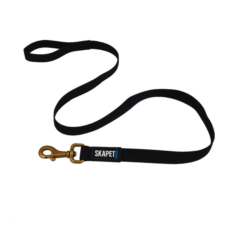 Guia para cachorro em nylon Skapet com mosquetão de latão premium e alça confortável para passeios anti puxão
