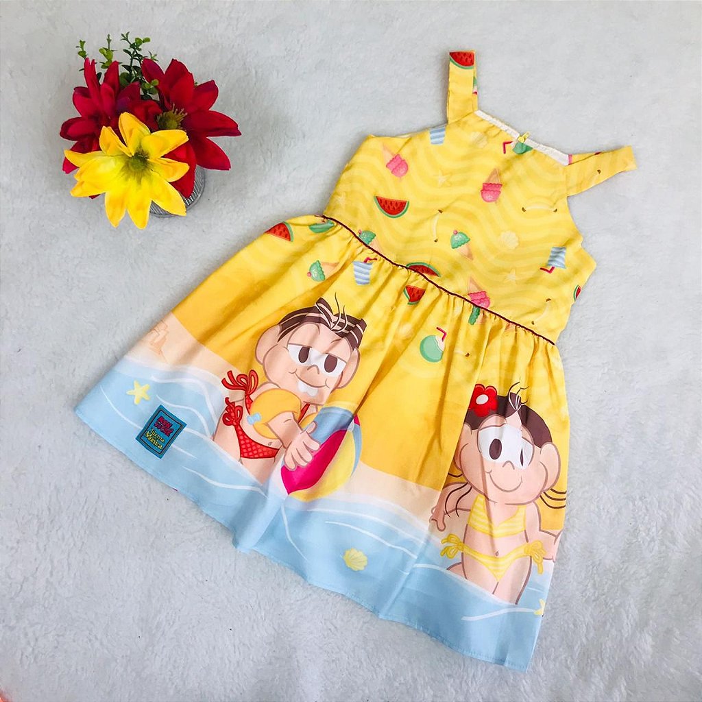Vestido Infantil Amarelo Turma da Mônica da Mon Sucré - Tipinhos Moda  Infantil e Juvenil