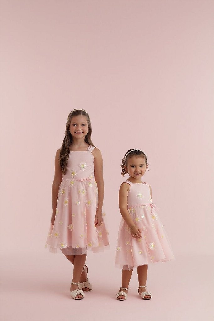 Vestido Infantil Bordado em Tule Princesa Rosa Petit Cherie na EuroBabyKids