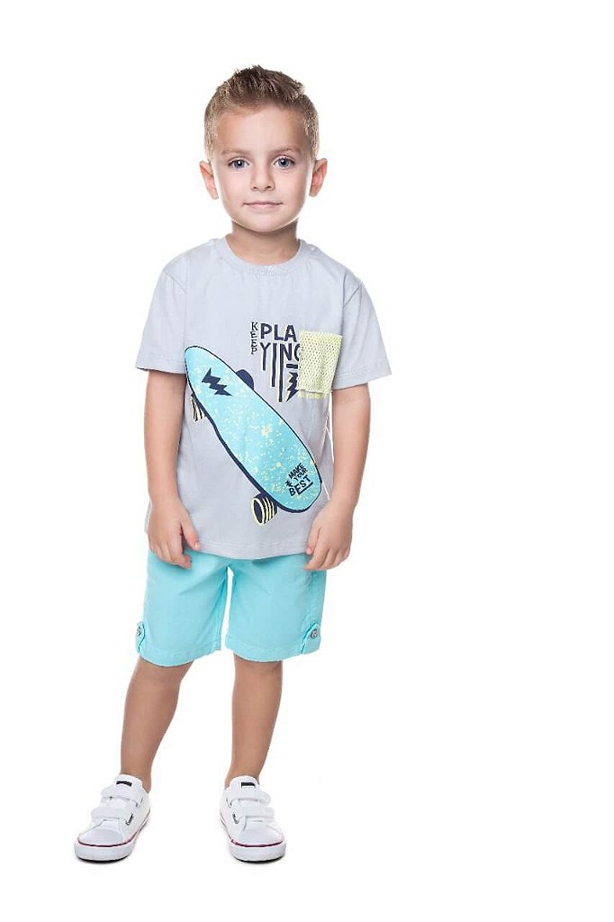 Conjunto Infantil Masculino de Skate e Bermuda da Have Fun - Tipinhos Moda  Infantil e Juvenil