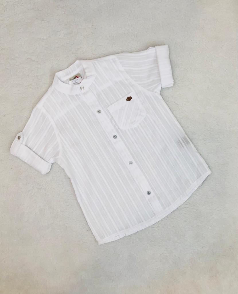 Camisa Infantil Masculina Mangas Curtas Branca Cambraia - Tipinhos Moda  Infantil e Juvenil