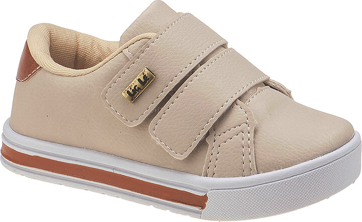 Tênis Infantil masculino Bege Liso Velcro Tipinhos Moda Infantil