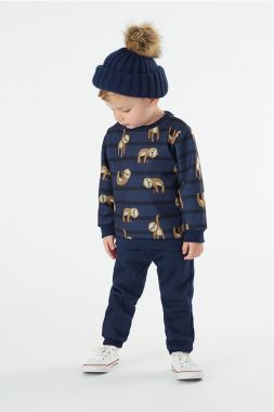 Conjunto de Frio Infantil de Moletom Blus o Listrado de Bicho