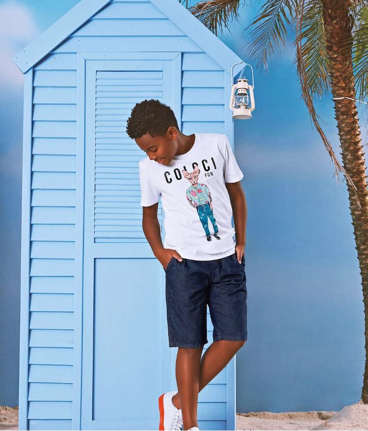 Bermuda infantil juvenil Azul Marinho de Sarja da Colcci - Tipinhos Moda  Infantil e Juvenil
