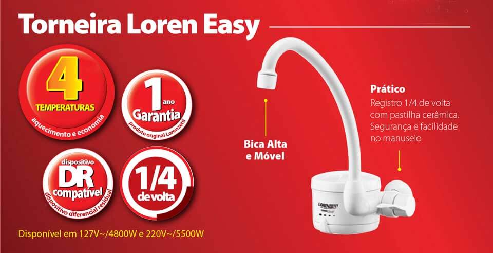 Comprar Torneira Elétrica Lorenzetti Easy 127V 4500W