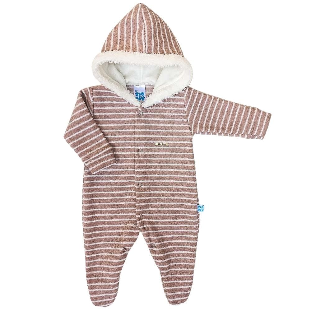 Macacão de Bebê Peluciado com Capuz Forrado Cor caramelo Tio
