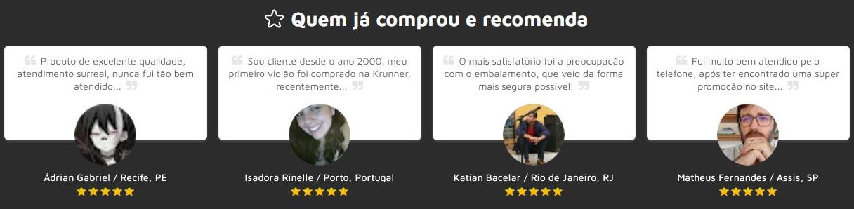 Depoimentos de compradores da Krunner