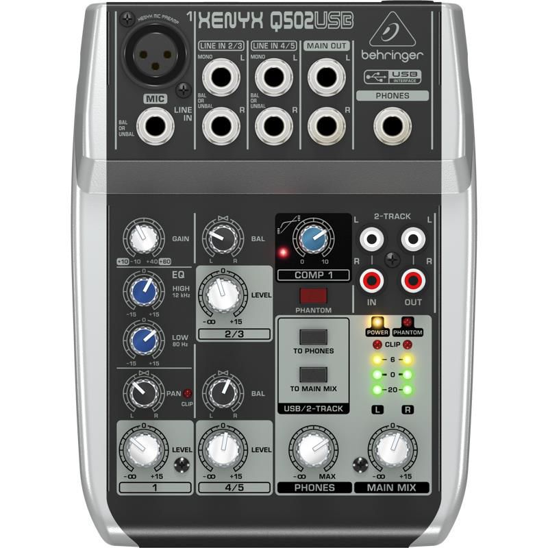 Mesa de Som 05 Canais Behringer Xenyx Q502 USB 110V - Krunner
