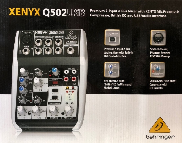 Mesa de Som 05 Canais Behringer Xenyx Q502 USB 110V - Krunner