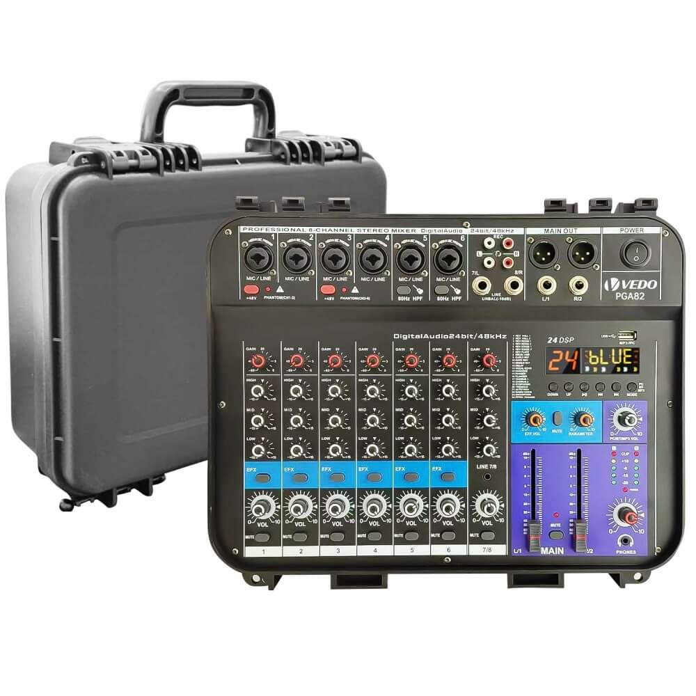 Mesa de Som Amplificada 8 Canais Vedo PGA82 - Krunner - Loja de