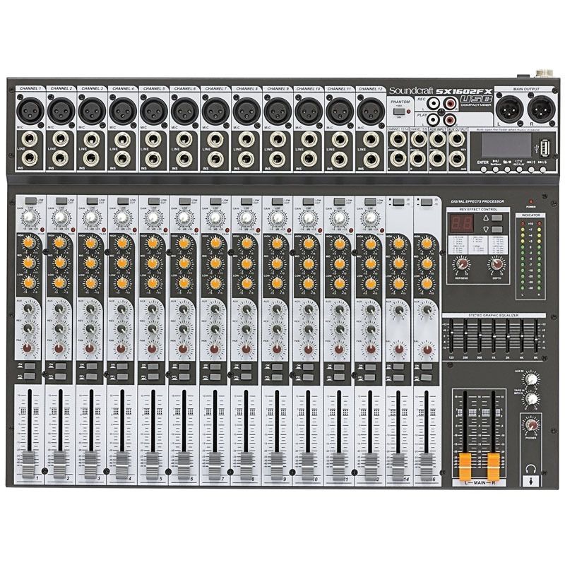 Mesa de Som 16 Canais Soundcraft SX1602FX USB - Krunner - Loja de