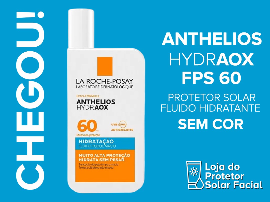 Protetor solar fluido da La Roche-Posay com tecnologia Netlock de alta fixação.