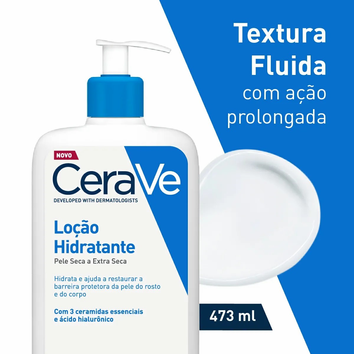 CeraVe Loção Hidratante 473ml como solução eficaz para hidratar rosto e corpo, inclusive em peles com tendência a eczema.