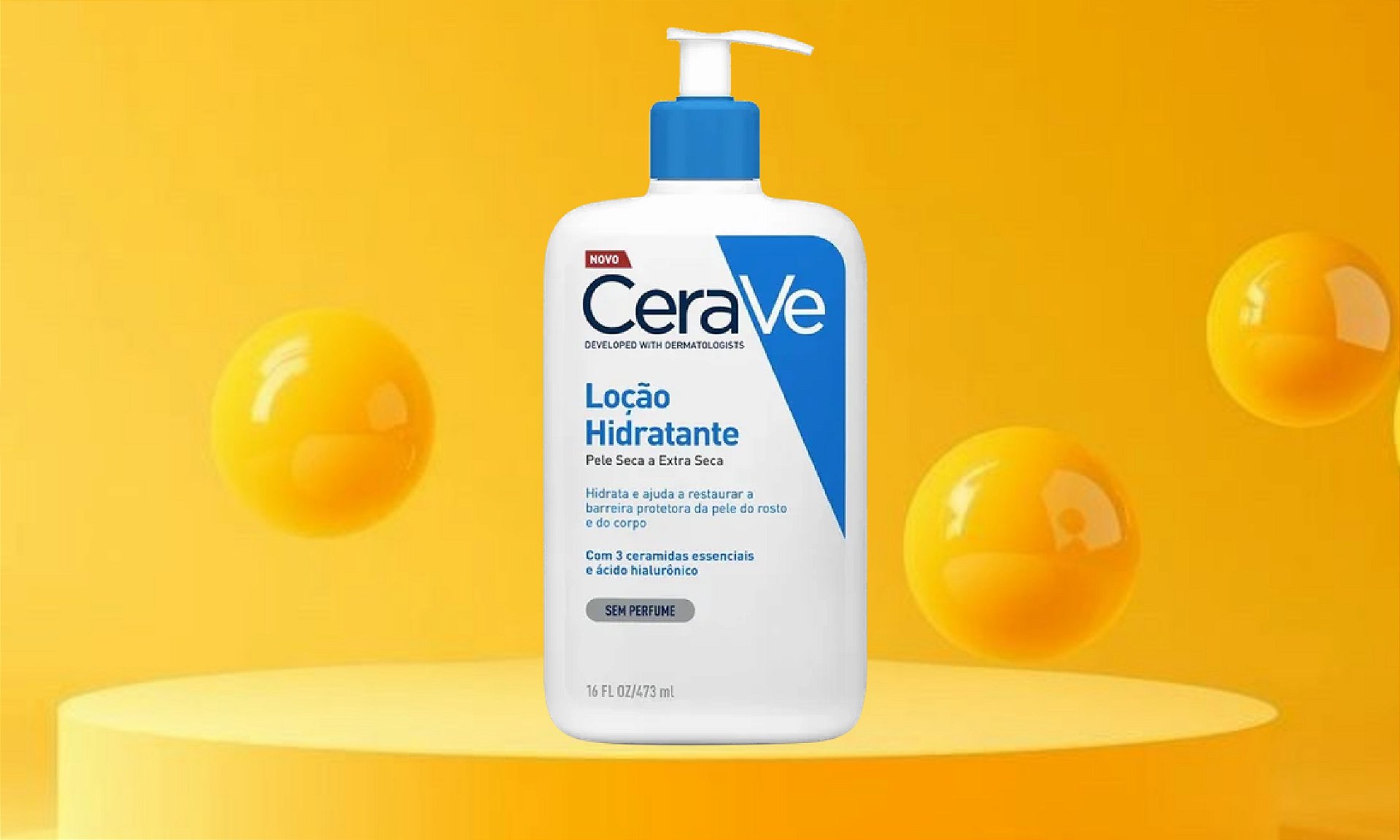 Imagem close da embalagem da Loção Hidratante CeraVe com rótulo visível
