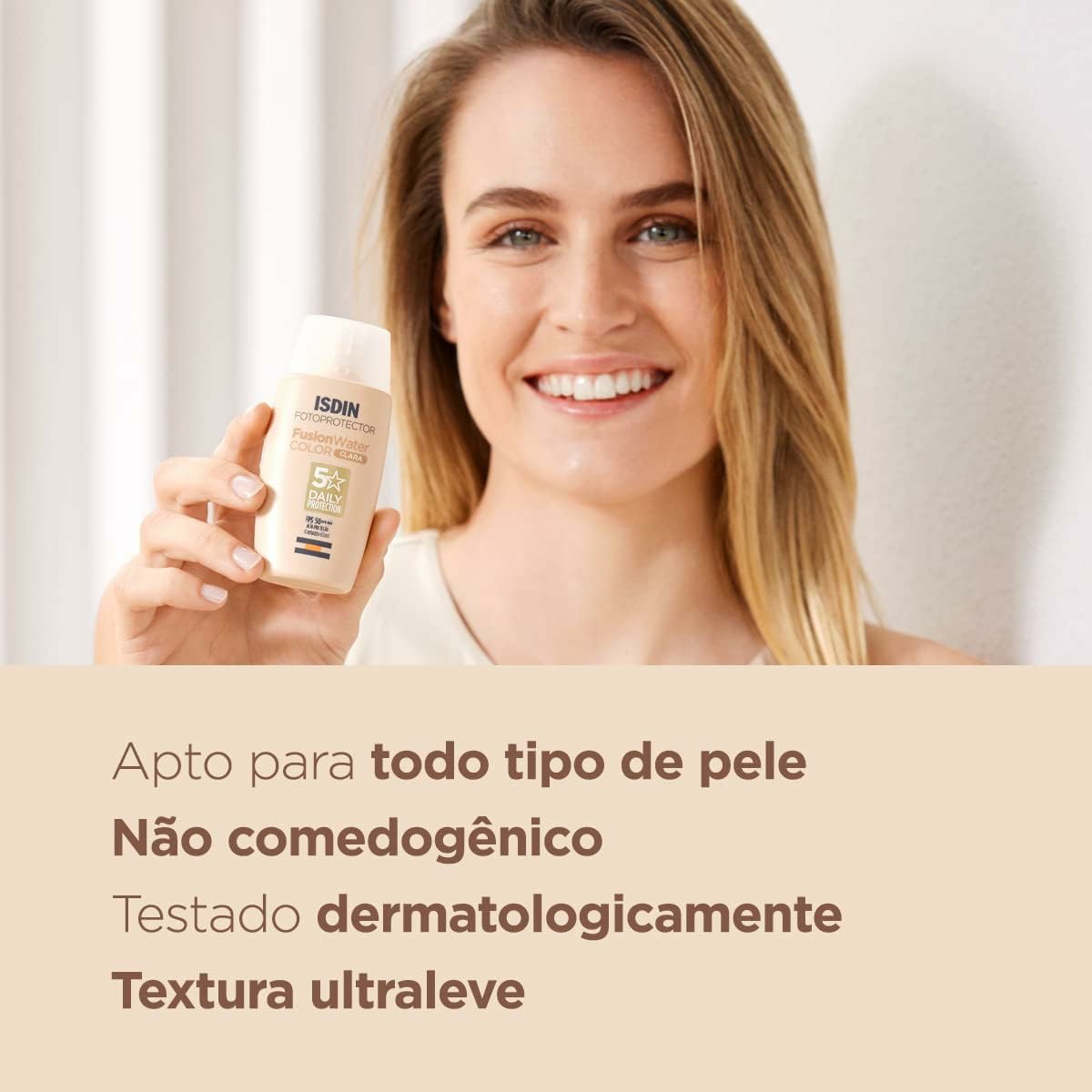 Isdin Fusion Water Color FPS 50 Cor Clara - Ideal para pele clara