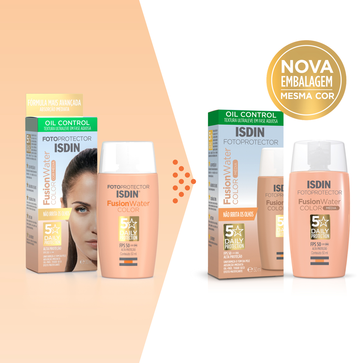 Isdin Fusion Water Color FPS 50 Cor Média - Nova Embalagem