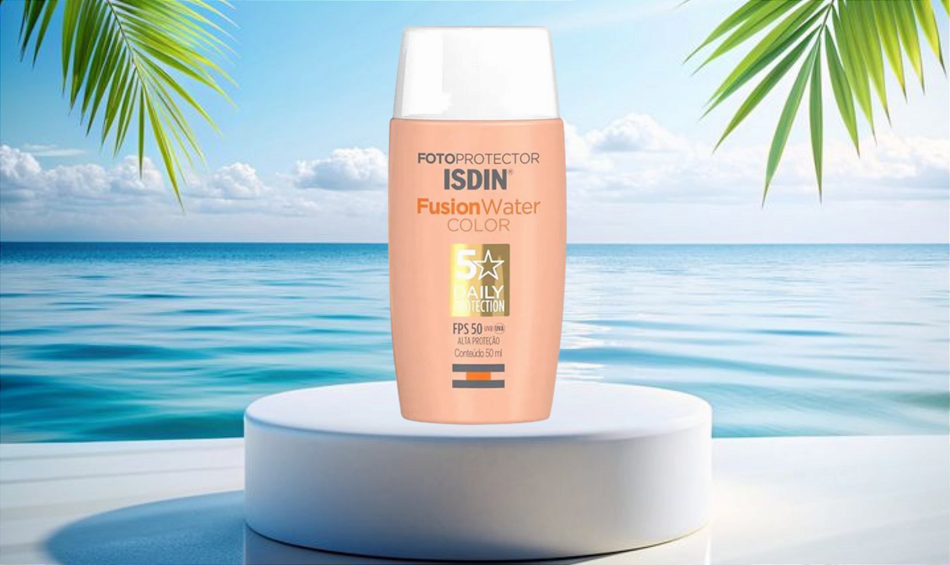 Protetor solar facial Isdin Fusion Water Color FPS 50 – Cor Média 50ml
