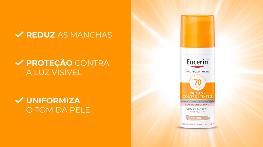 Eucerin FPS 70 Cor Médio: proteção diária contra danos solares e luz visível