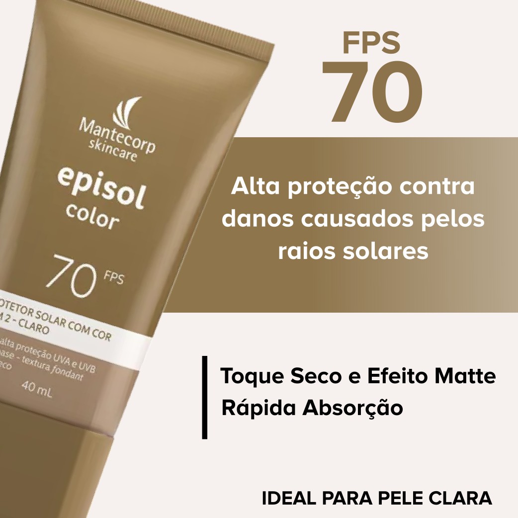 Episol Color FPS 70 com textura oil-free.